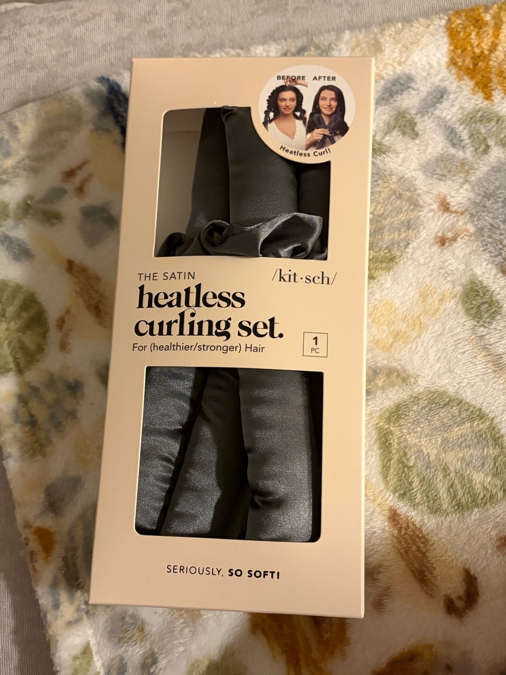 Kitsch Satin Heatless Curling Set in Charcoal